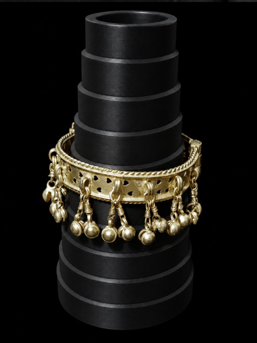 Vintage Kashmiri Indian Kada Ghungroo Bell Cuff